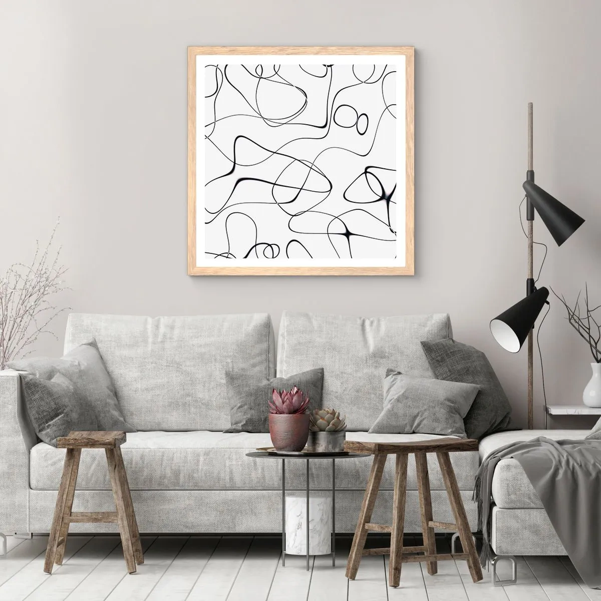 Plakat i ramme af lyst egetræ - Livets veje, skæbnens omskiftelser - 50x50 cm