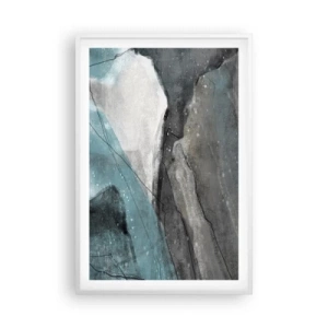 Plakat i hvid ramme - Abstraktion: klipper og is - 61x91 cm