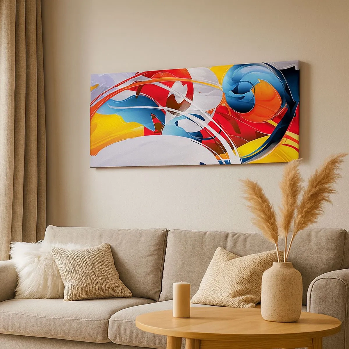 Lærredstryk - Billede på lærred - Elementernes dans - 100x40 cm