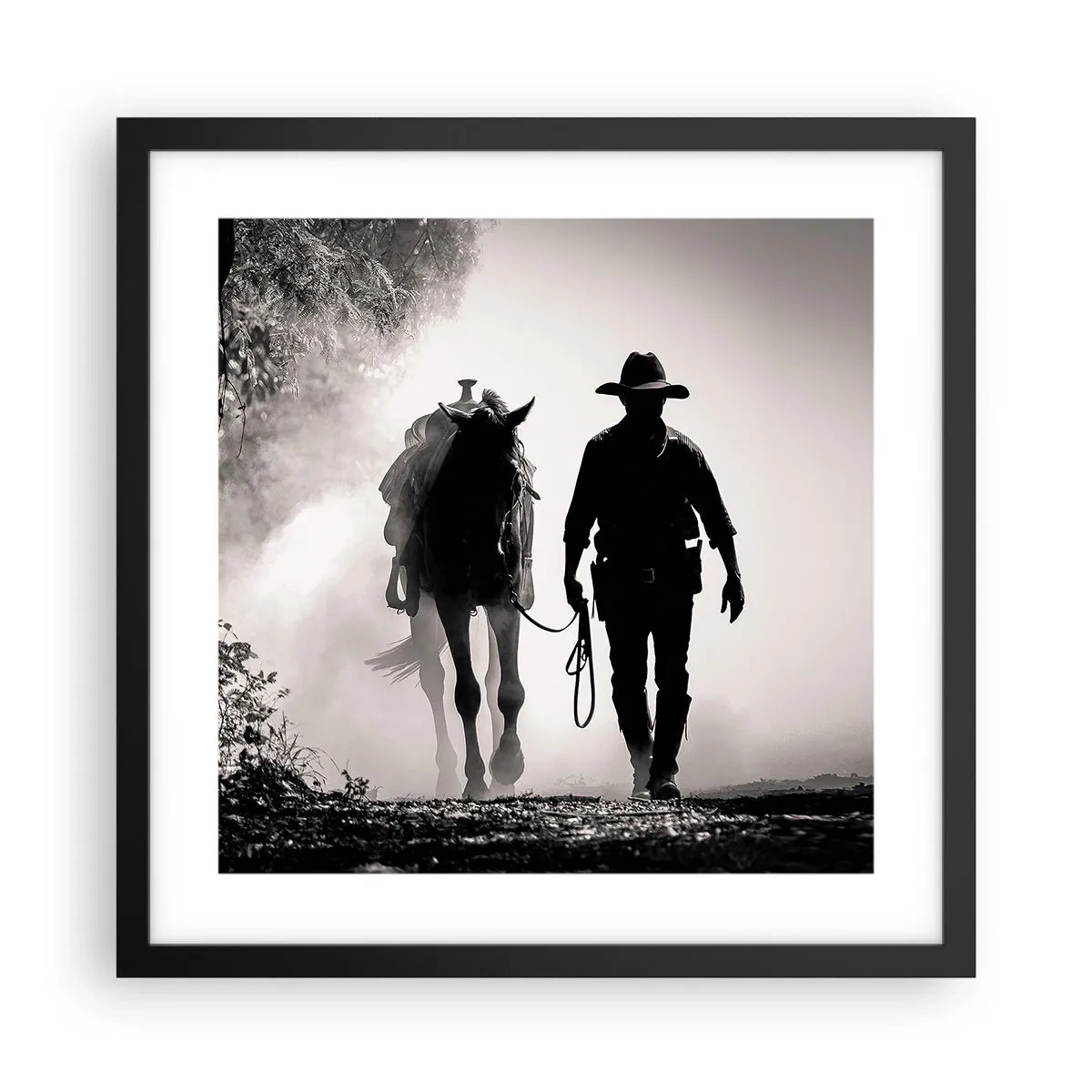 Plakat i sort ramme - En morgen i Texas - 40x40 cm