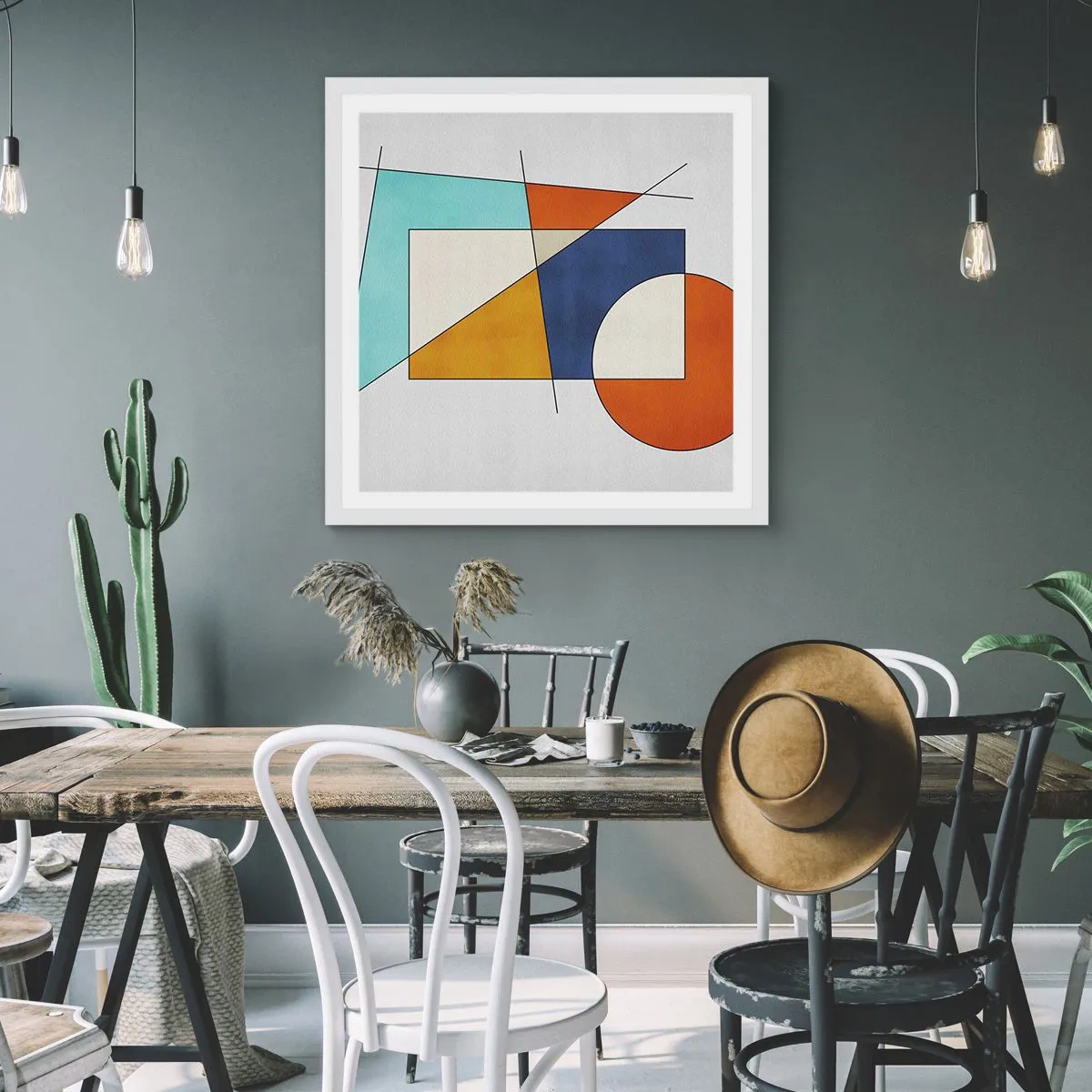 Plakat i hvid ramme - Abstraktion: modernistisk leg - 40x40 cm