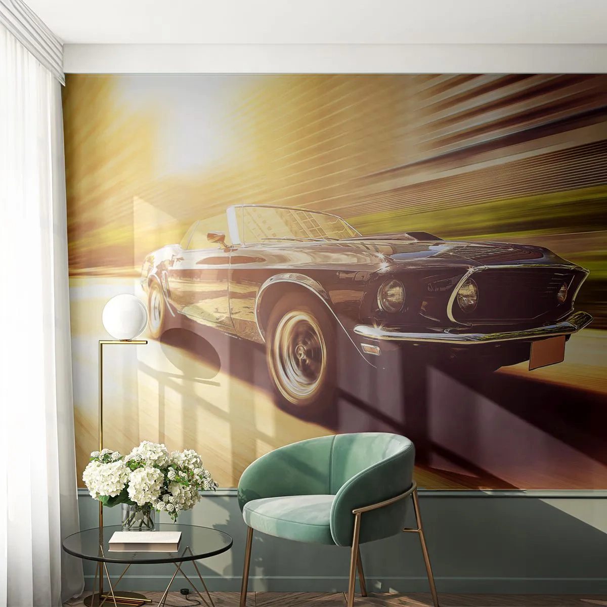 Fototapet Premium Sand - 1967 - en legende vender tilbage - Bil, Cabriolet, Automotive - 100x70 cm
