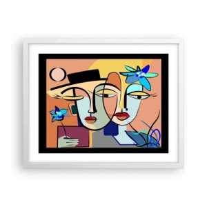 Plakat i hvid ramme - Picassos randez vous - 50x40 cm