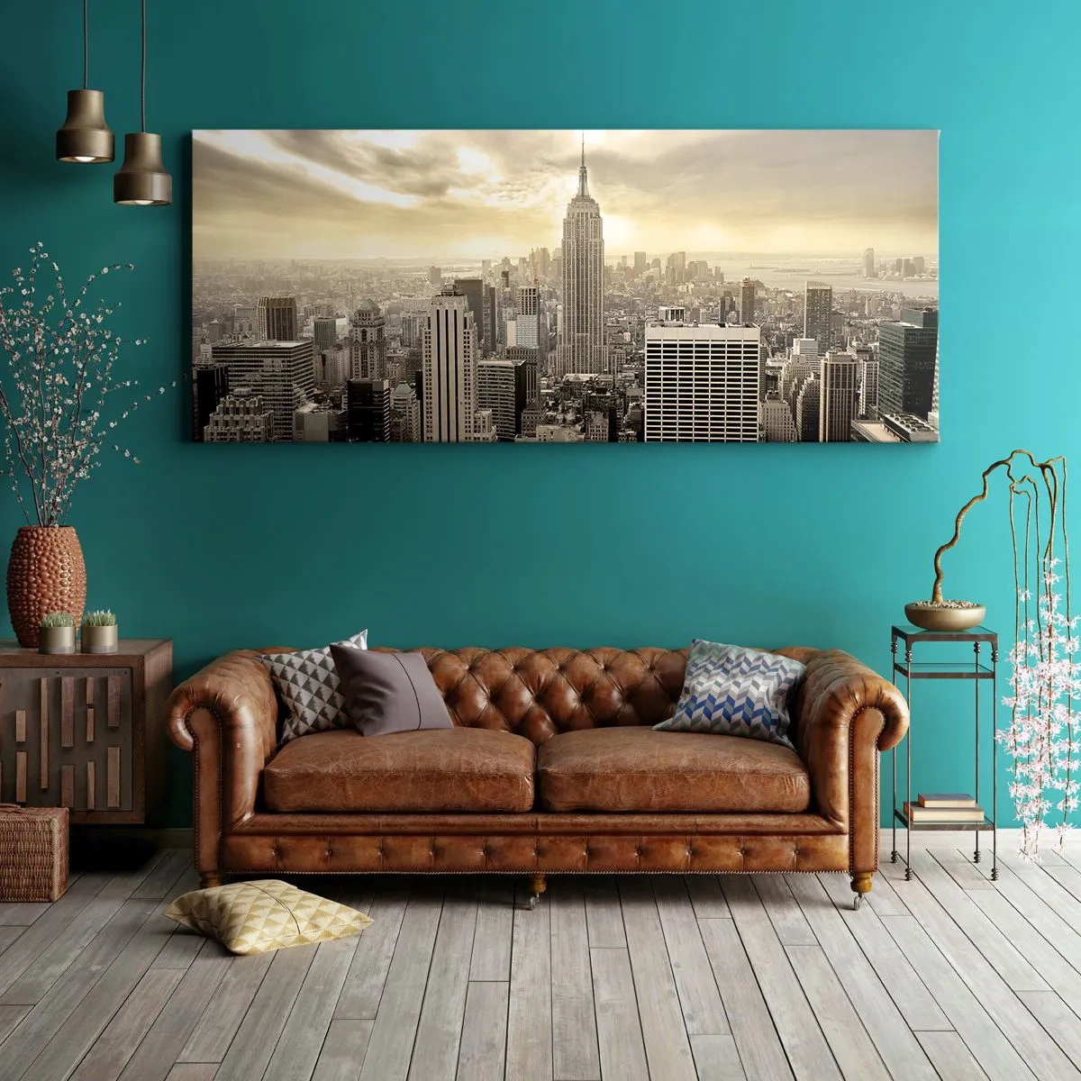 Lærredstryk - Billede på lærred - New York vævet af grå - 120x50 cm
