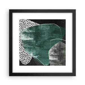 Plakat i sort ramme - Farverig abstraktion med en guldflager - 30x30 cm