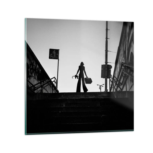 Billede på glas - Vandring i byen - 40x40 cm