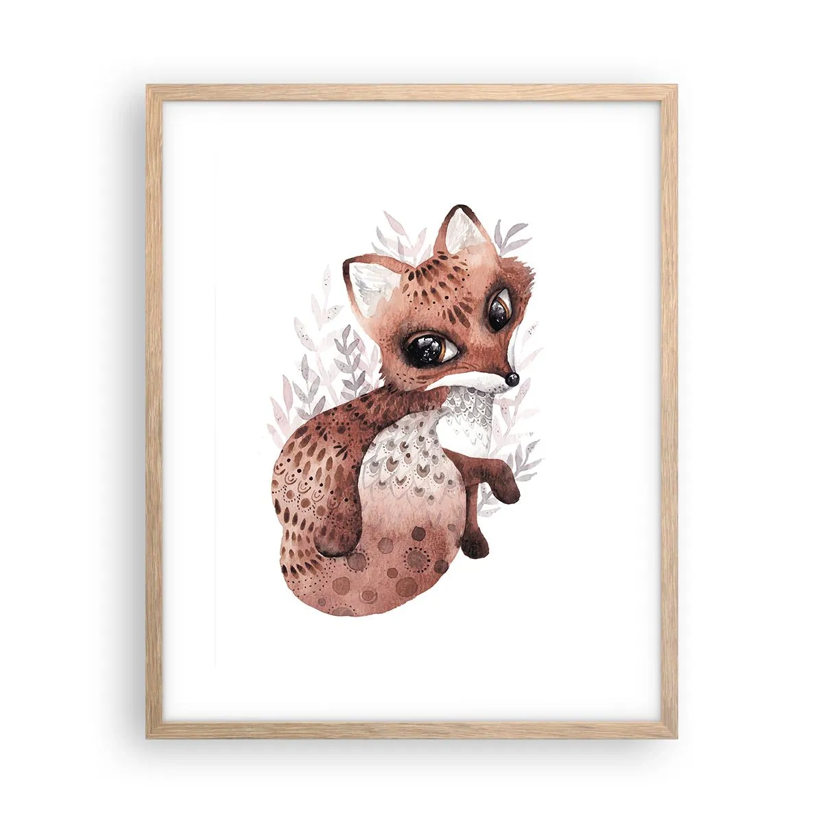 Plakat i ramme af lyst egetræ - Kun kærlighed - 40x50 cm