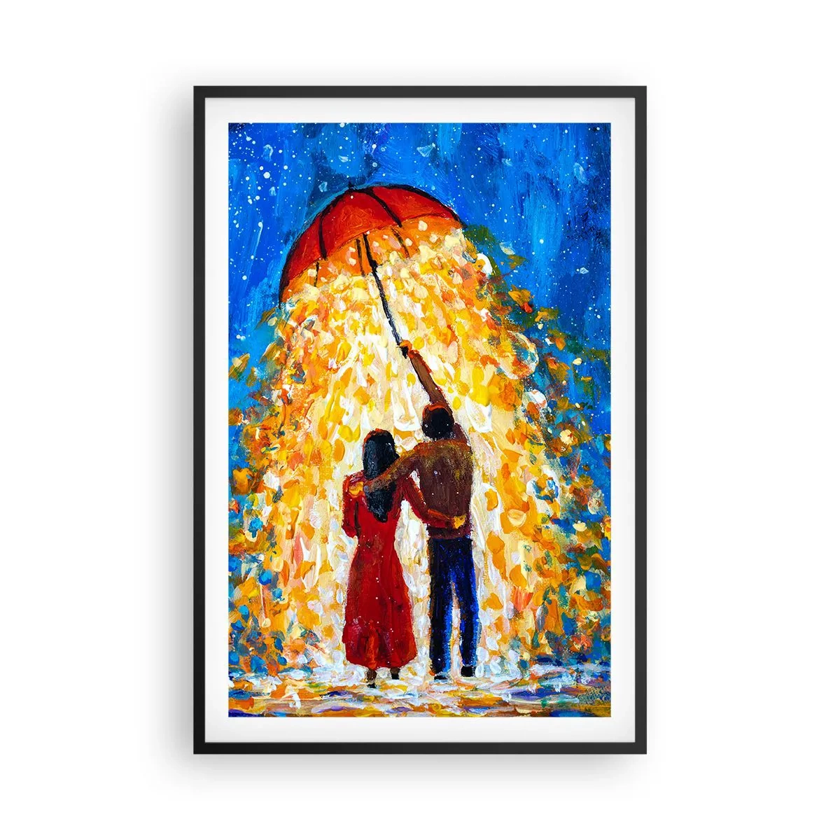 Plakat i sort ramme - Magien ved en regnfuld aften? - 61x91 cm