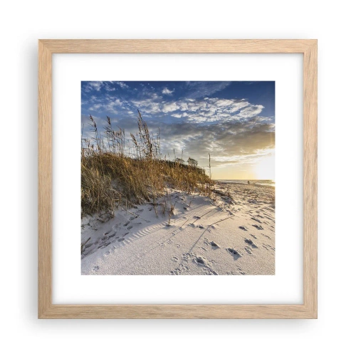 Plakat i ramme af lyst egetræ - Indbydelse til en vandretur - 30x30 cm