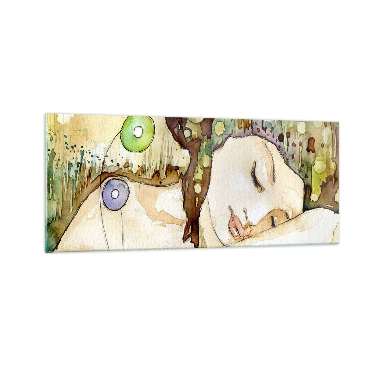 Billede på glas - Smaragd-violet drøm - 100x40 cm