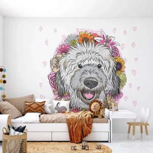 Fototapet Selvklæbende Deluxe Sticker - Hvalpens glæde - Abstraktion, Hund, For børn - 400x280 cm