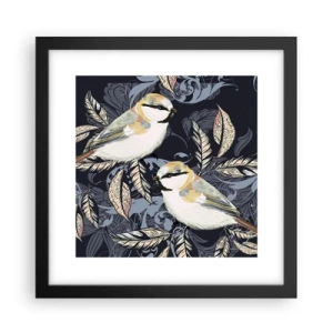 Plakat i sort ramme - Gul-blå espalier - 30x30 cm