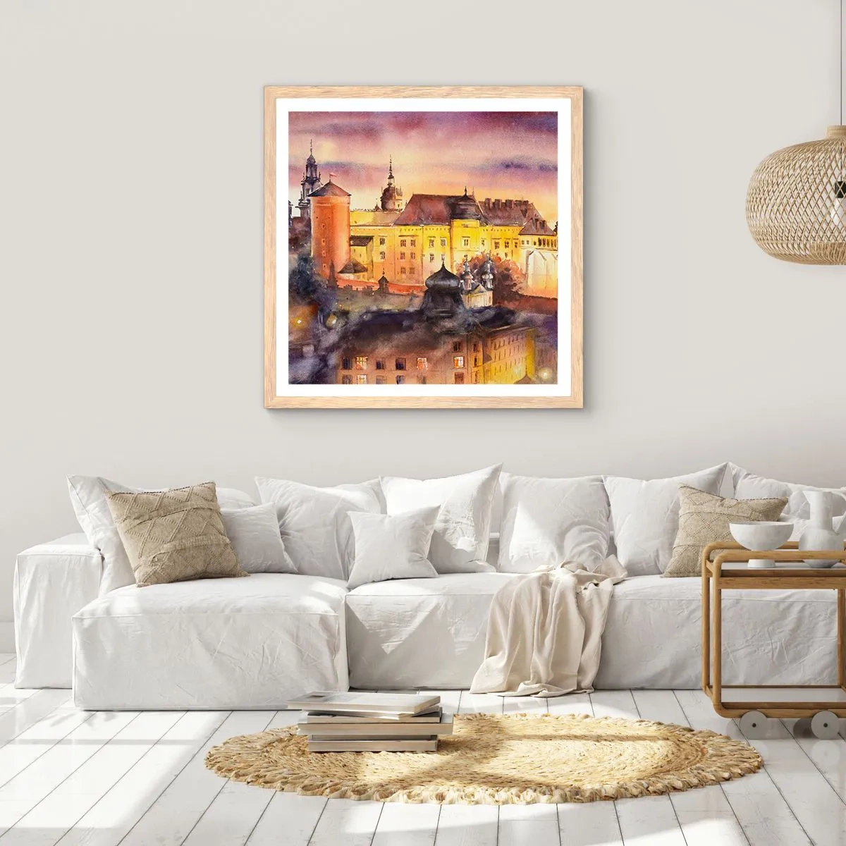 Plakat i ramme af lyst egetræ - En historie og en fortælling - 60x60 cm