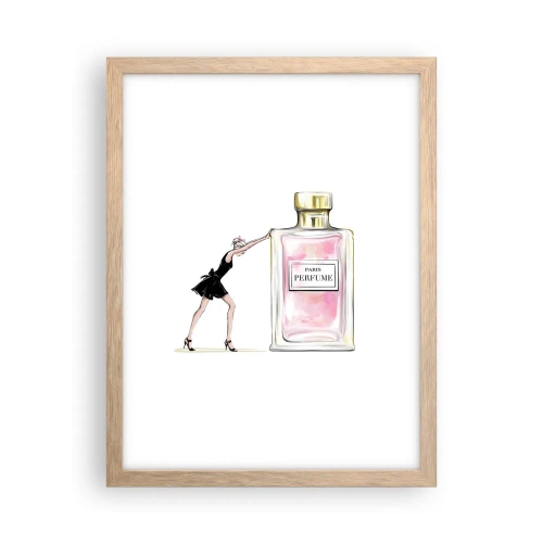 Plakat i ramme af lyst egetræ - Essensen af kvindelighed - 30x40 cm
