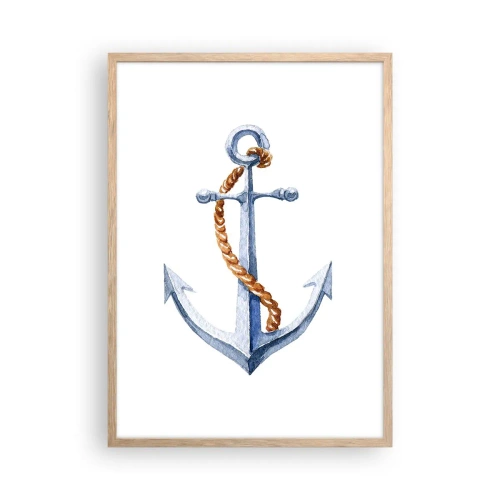 Plakat i ramme af lyst egetræ - Ahoj eventyr! - 50x70 cm