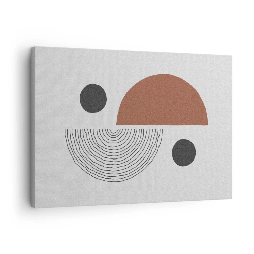 Lærredstryk - Billede på lærred - Geometriske former i nuancer af brunt og sort - 70x50cm - Perfektion af hjulet - Moderne vægdekoration til stue og soveværelse ARTTOR