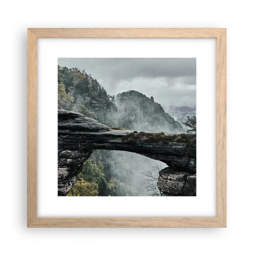 Plakat i ramme af lyst egetræ - Eventyret er ved at begynde - 30x30 cm