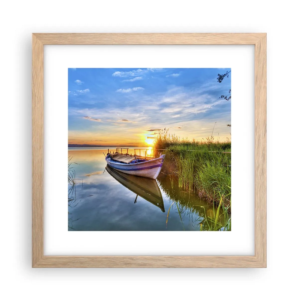 Plakat i ramme af lyst egetræ - Bugt med opfyldte drømme - 30x30 cm