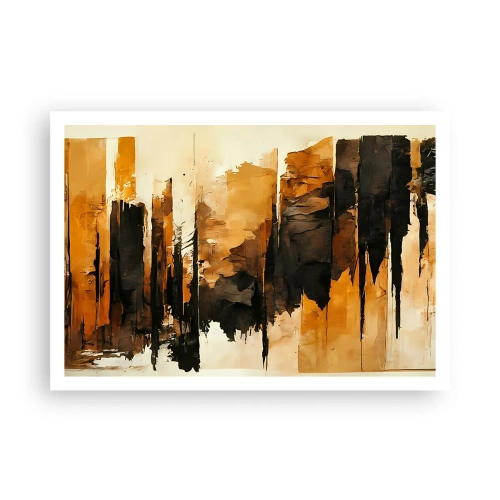 Plakat - Harmoni af sort og guld - 100x70 cm