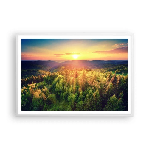 Plakat i hvid ramme - Toppe og bjergtoppe - 100x70 cm