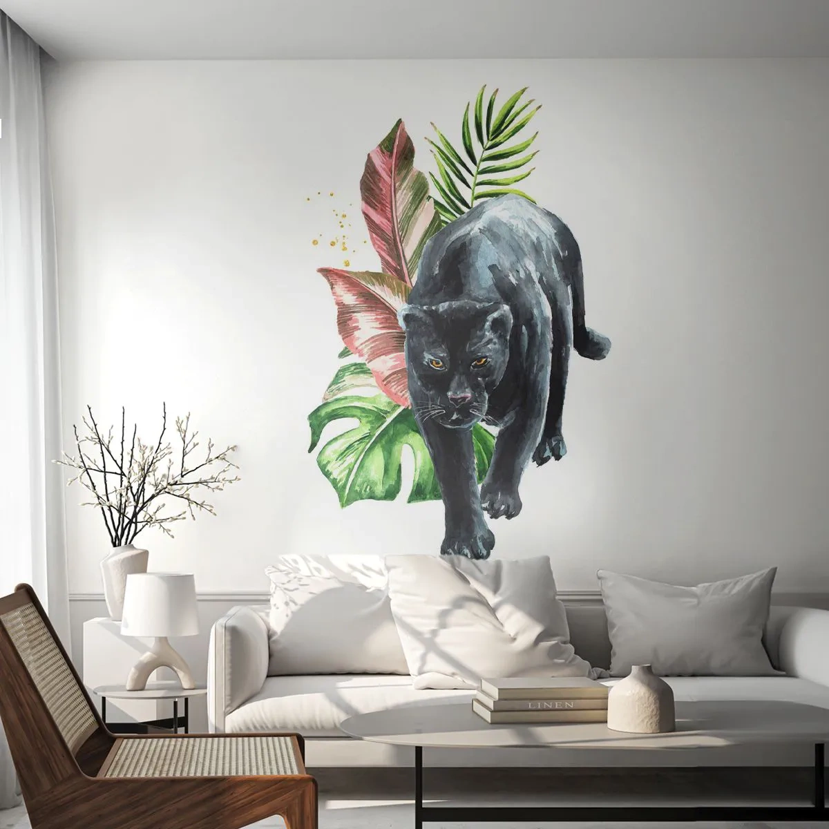 Fototapet Premium Canvas - Vild i hjertet - Sort panter, Dyr, Natur - 250x175 cm