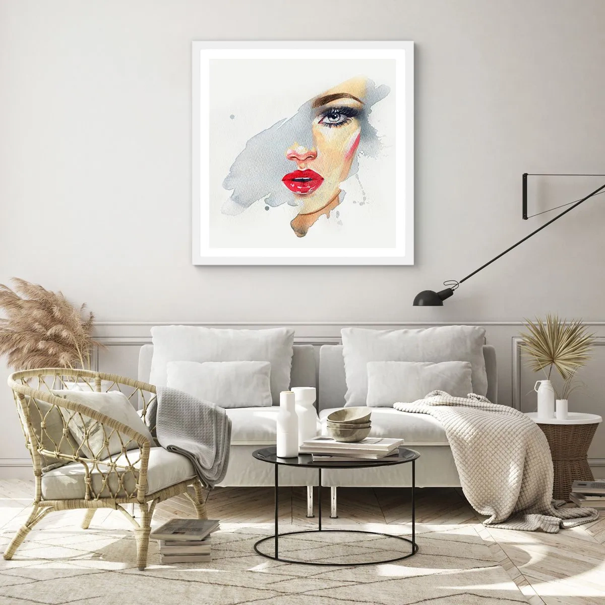 Plakat i hvid ramme - Refleksion i en vanddråbe - 40x40 cm