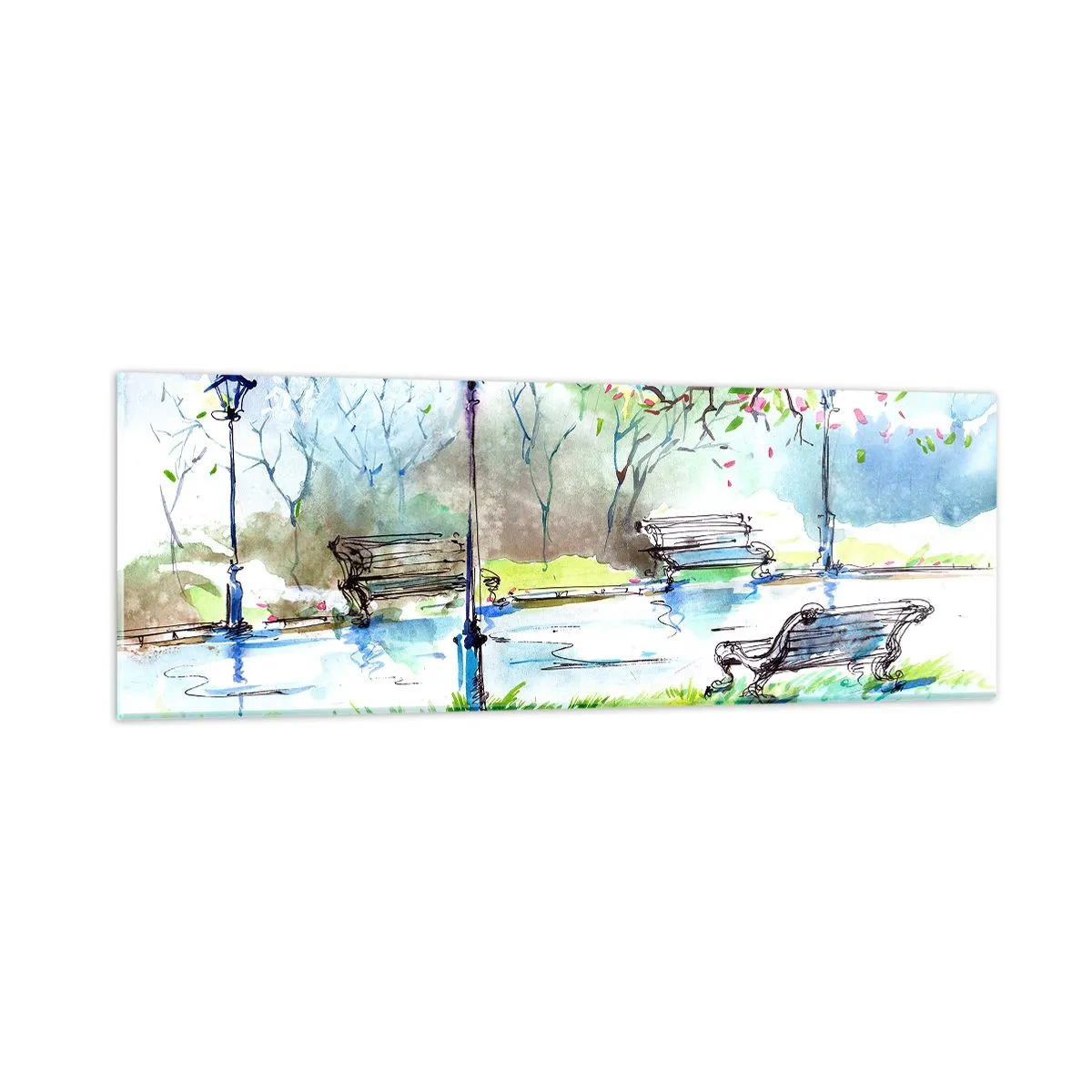 Billede på glas - Den magiske stilhed i parken - 90x30 cm