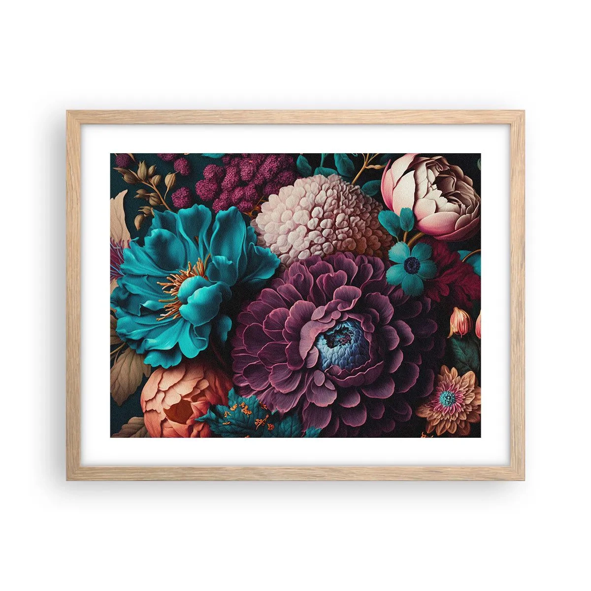 Plakat i ramme af lyst egetræ - Natur i overflod - 50x40 cm
