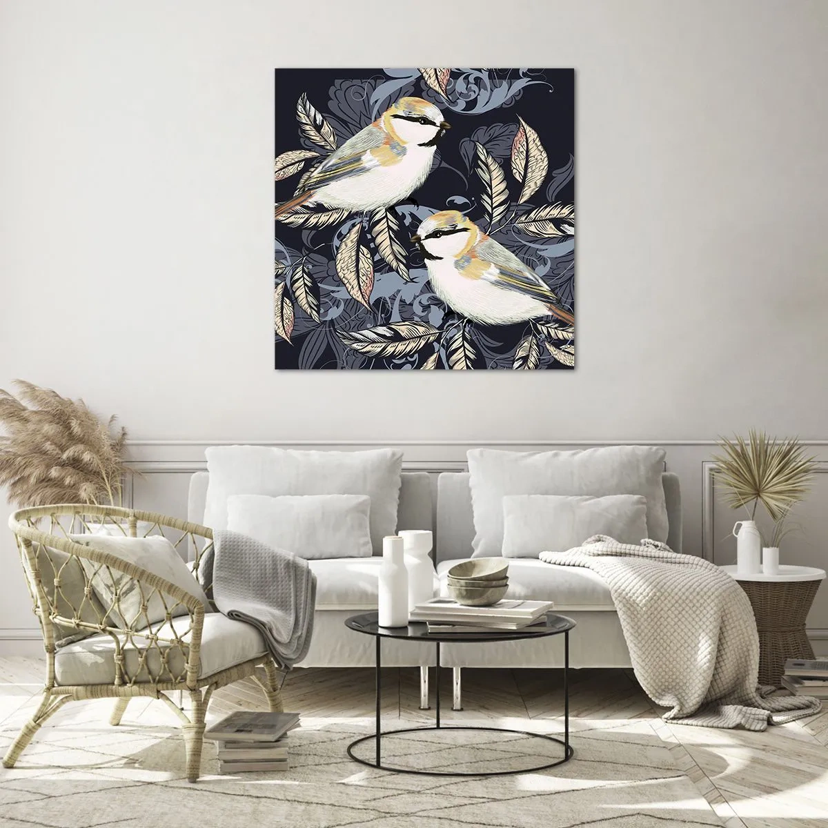 Billede på glas - Gul-blå espalier - 70x70 cm