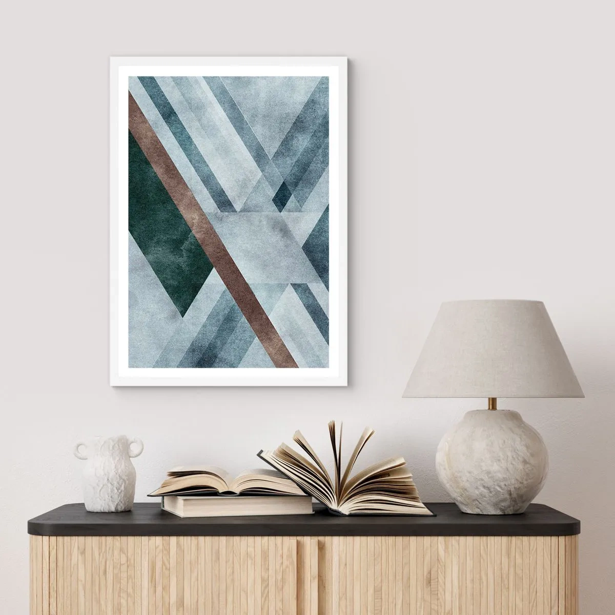 Plakat i hvid ramme - Sofistikeret elegance i geometri - 70x100 cm