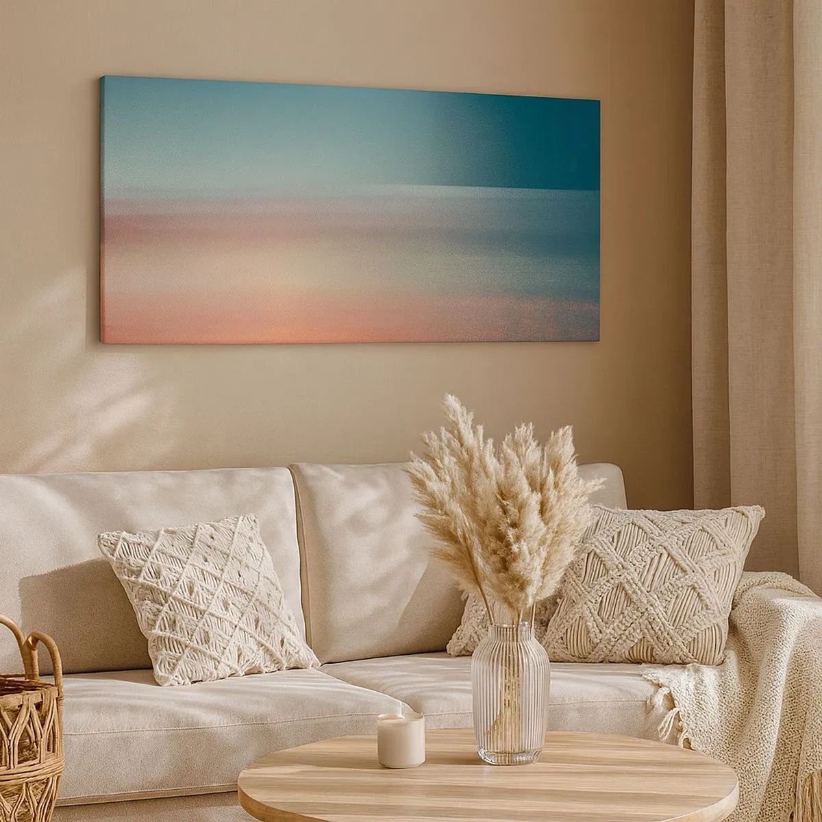 Lærredstryk - Billede på lærred - Abstraktion: bølger af lys - 100x40 cm