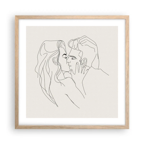 Plakat i ramme af lyst egetræ - Forviklet i følelser - 50x50 cm