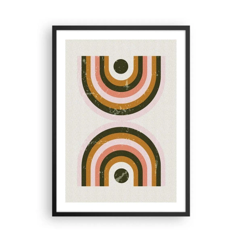 Plakat i sort ramme - Geometrisk komposition i retrostil - 50x70cm - Tvilling-abstraktion - Moderne vægdekoration til stue og soveværelse ARTTOR
