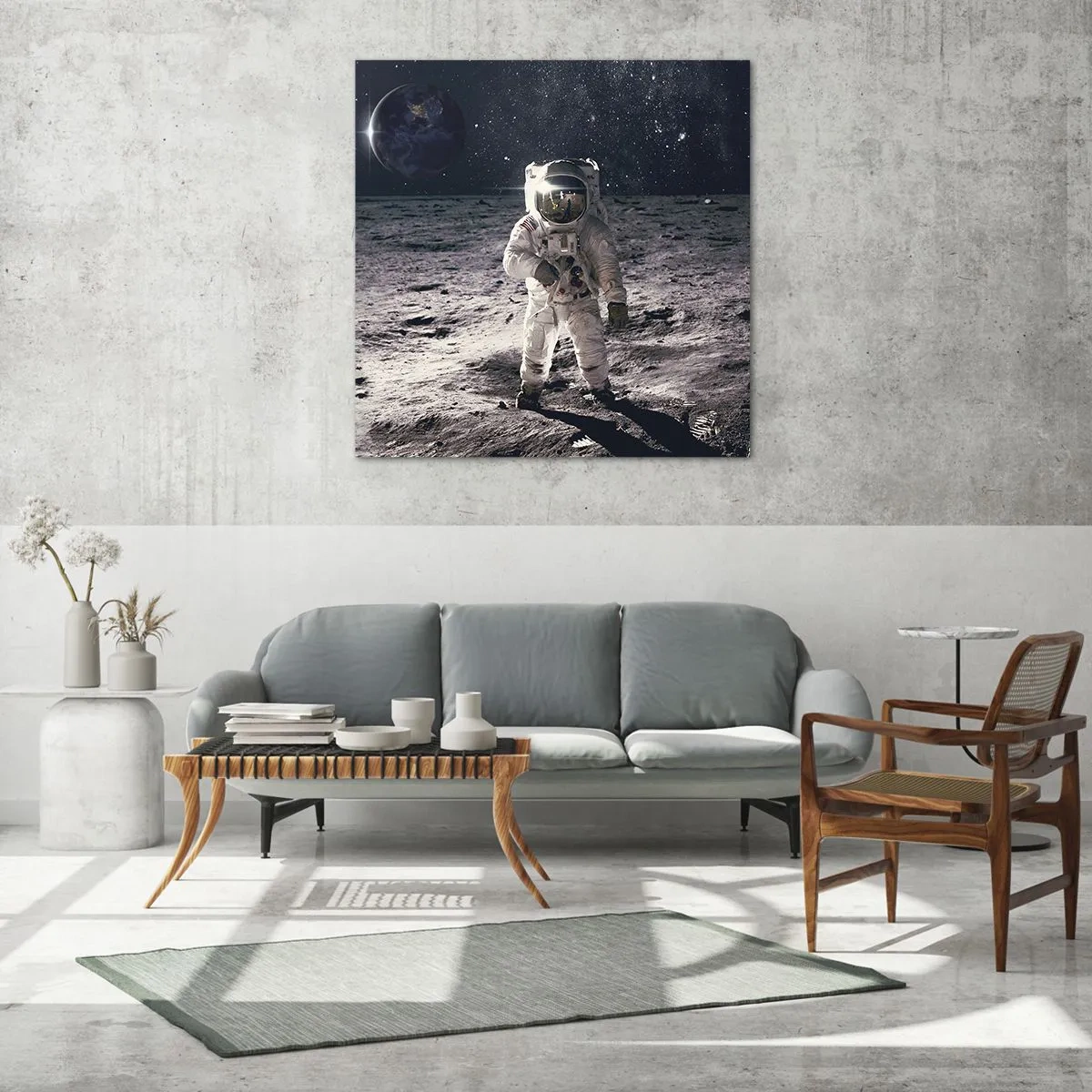 Billede på glas - Hilsner fra månen - 60x60 cm