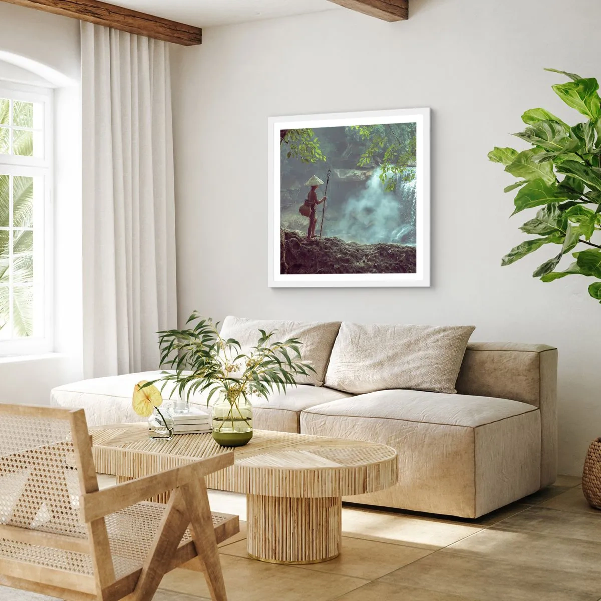 Plakat i hvid ramme - Venlig med naturen - 50x50 cm