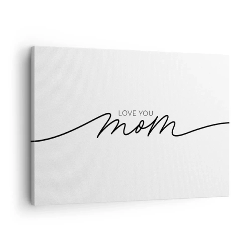 Lærredstryk - Billede på lærred - Minimalistisk "Elsker dig, mor"-indskrift på hvid baggrund - 70x50cm - Stor følelse - Moderne vægdekoration til stue og soveværelse ARTTOR