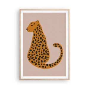 Plakat i ramme af lyst egetræ - Leopardprint er et moderigtigt mønster - 70x100 cm