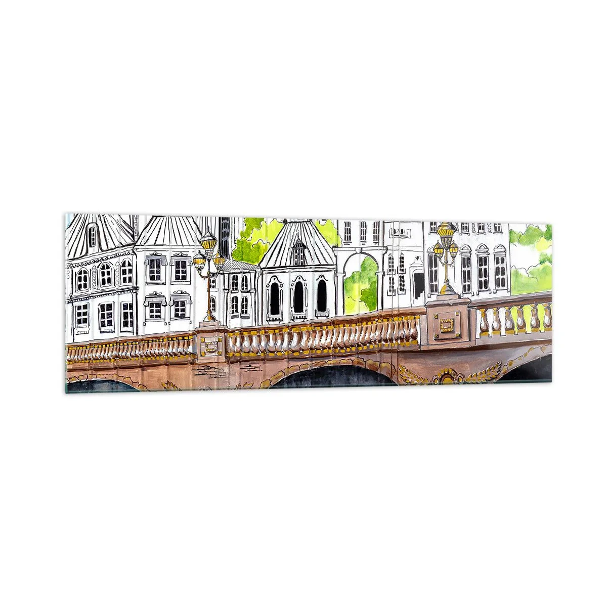 Billede på glas - Byen som den er malet - 160x50 cm