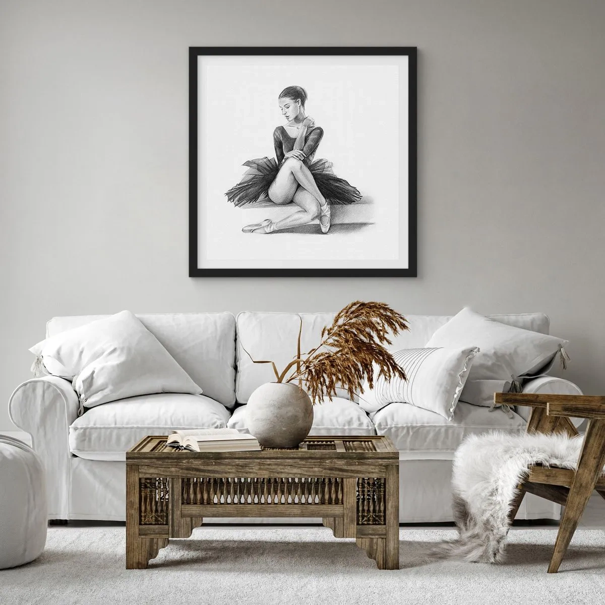 Plakat i sort ramme - Fortryllet af dans - 60x60 cm