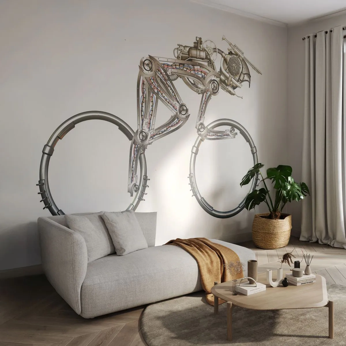 Fototapet Premium Canvas - En fantastisk maskine - Abstraktion, Cykel, Grafik - 100x70 cm