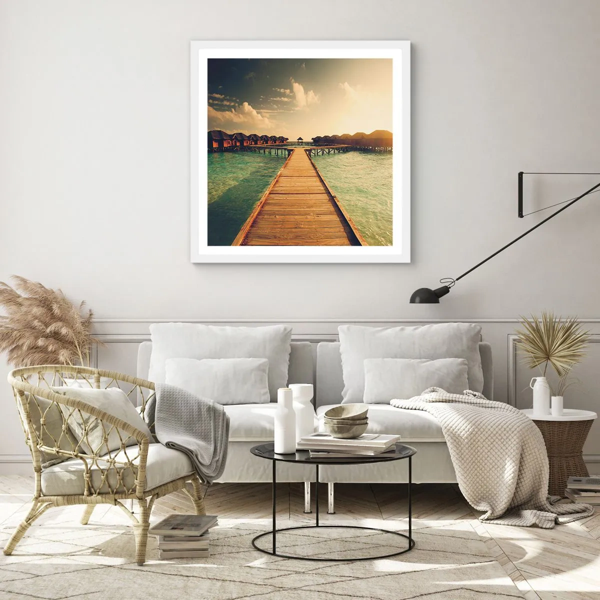Plakat i hvid ramme - En varm invitation - 30x30 cm
