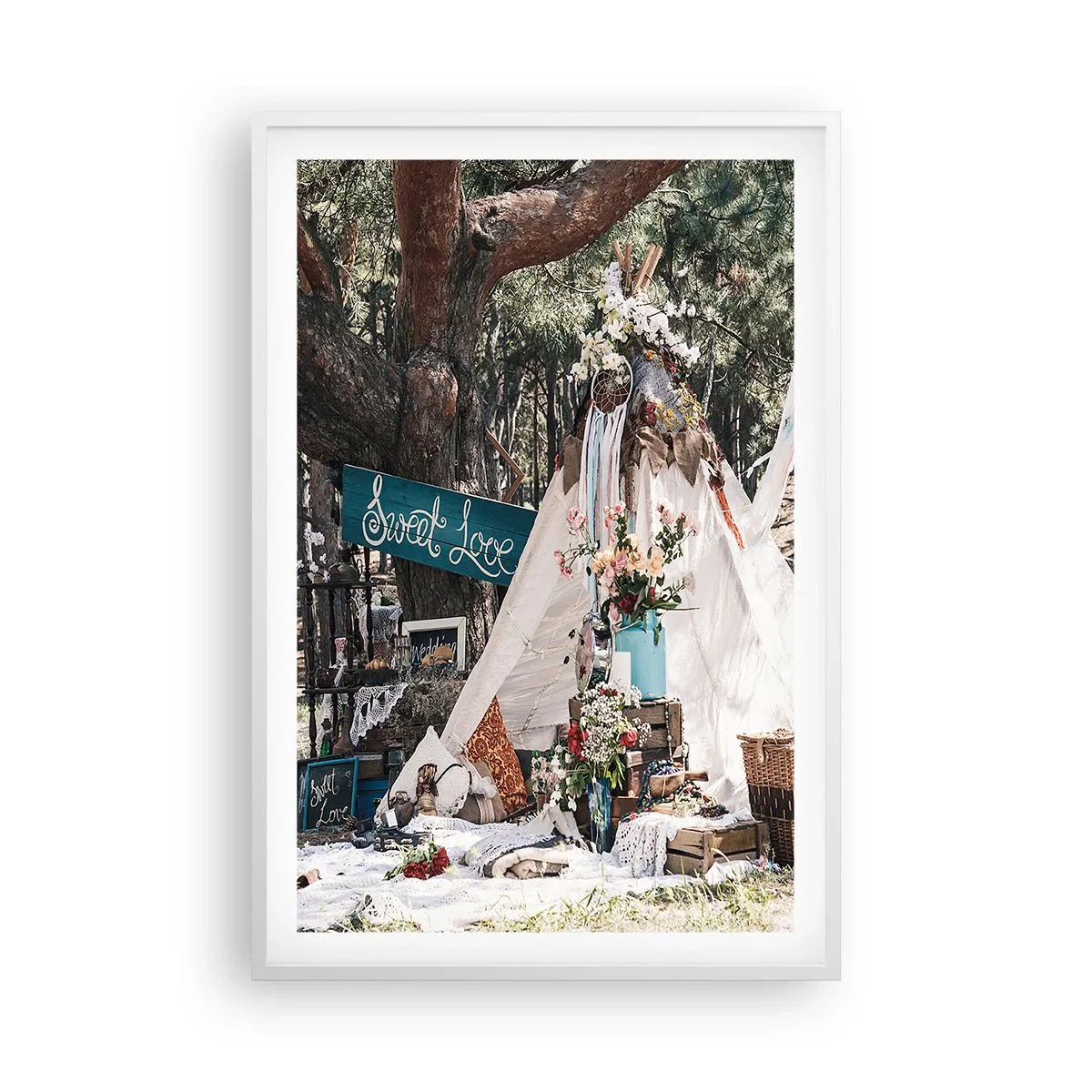 Plakat i hvid ramme - Make love… - 61x91 cm