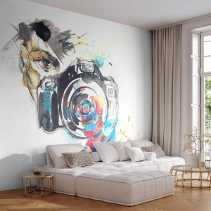 Fototapet Premium Canvas - I linsens øje - Abstraktion, Kamera, Fotograf - 300x210 cm