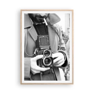 Plakat i ramme af lyst egetræ - I retro stil - 70x100 cm