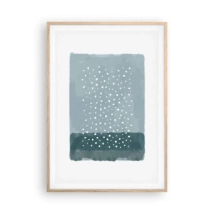 Plakat i ramme af lyst egetræ - Dyrket i blåt - 70x100 cm