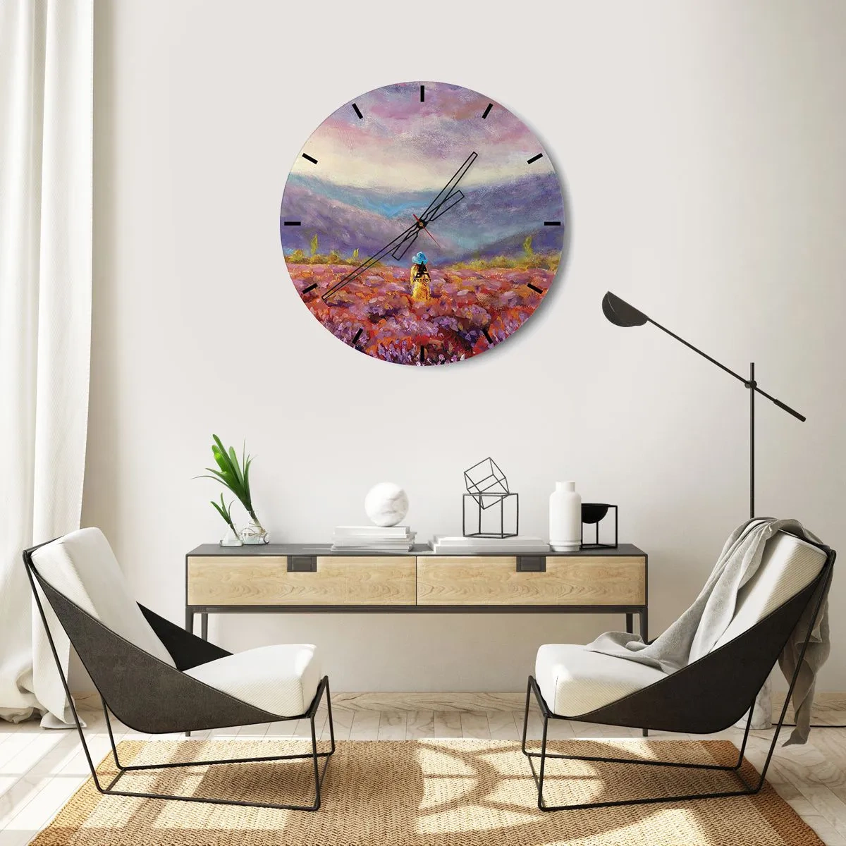 Vægur, Uret - I en verden af lavendel - 40x40 cm
