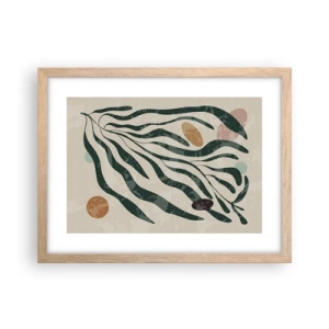 Plakat i ramme af lyst egetræ - Blandt det grønne - 40x30 cm