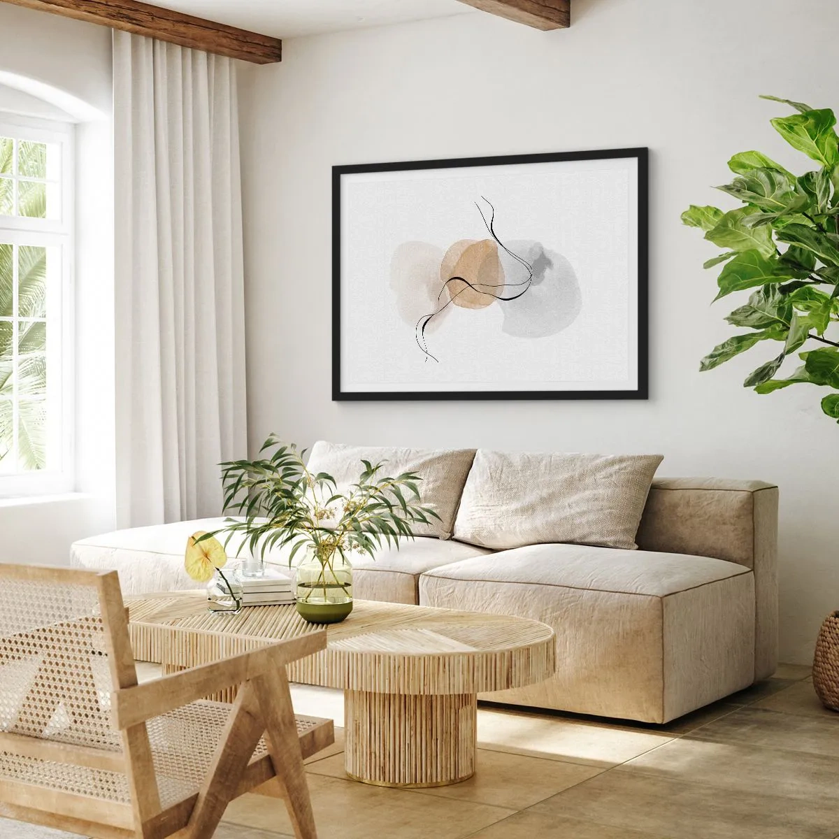 Plakat i sort ramme - Perler i luften - 70x50 cm