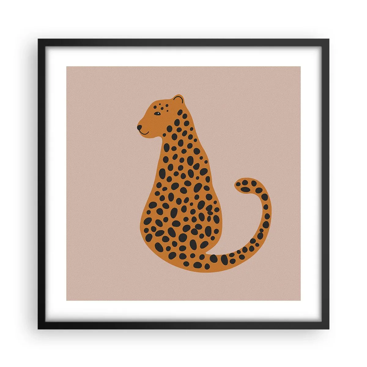 Plakat i sort ramme - Leopardprint er et moderigtigt mønster - 50x50 cm