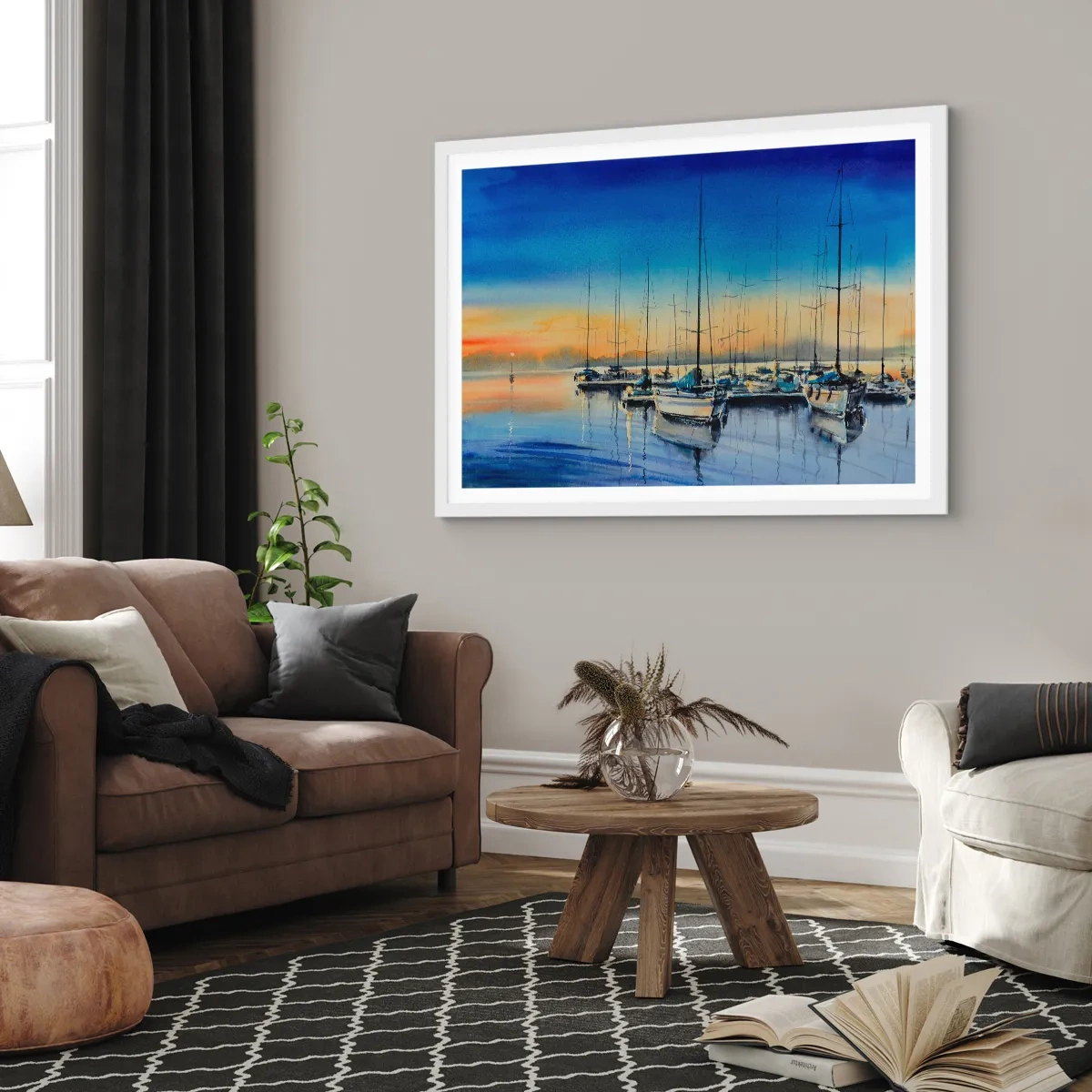 Plakat i hvid ramme - Slutningen på en god dag - 100x70 cm